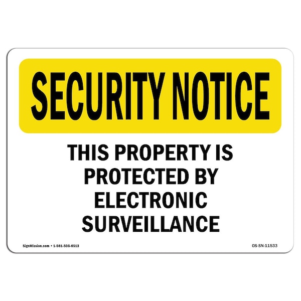 OSHA Security Sign, 3.5" Height, 5" Width, Electronic Surveillance, Landscape, 10PK